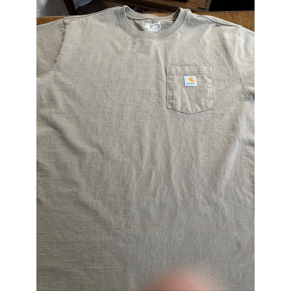 Carhartt Classic Logo Pocket Short Sleeve Shirt Adult XL Brown Tan Mens